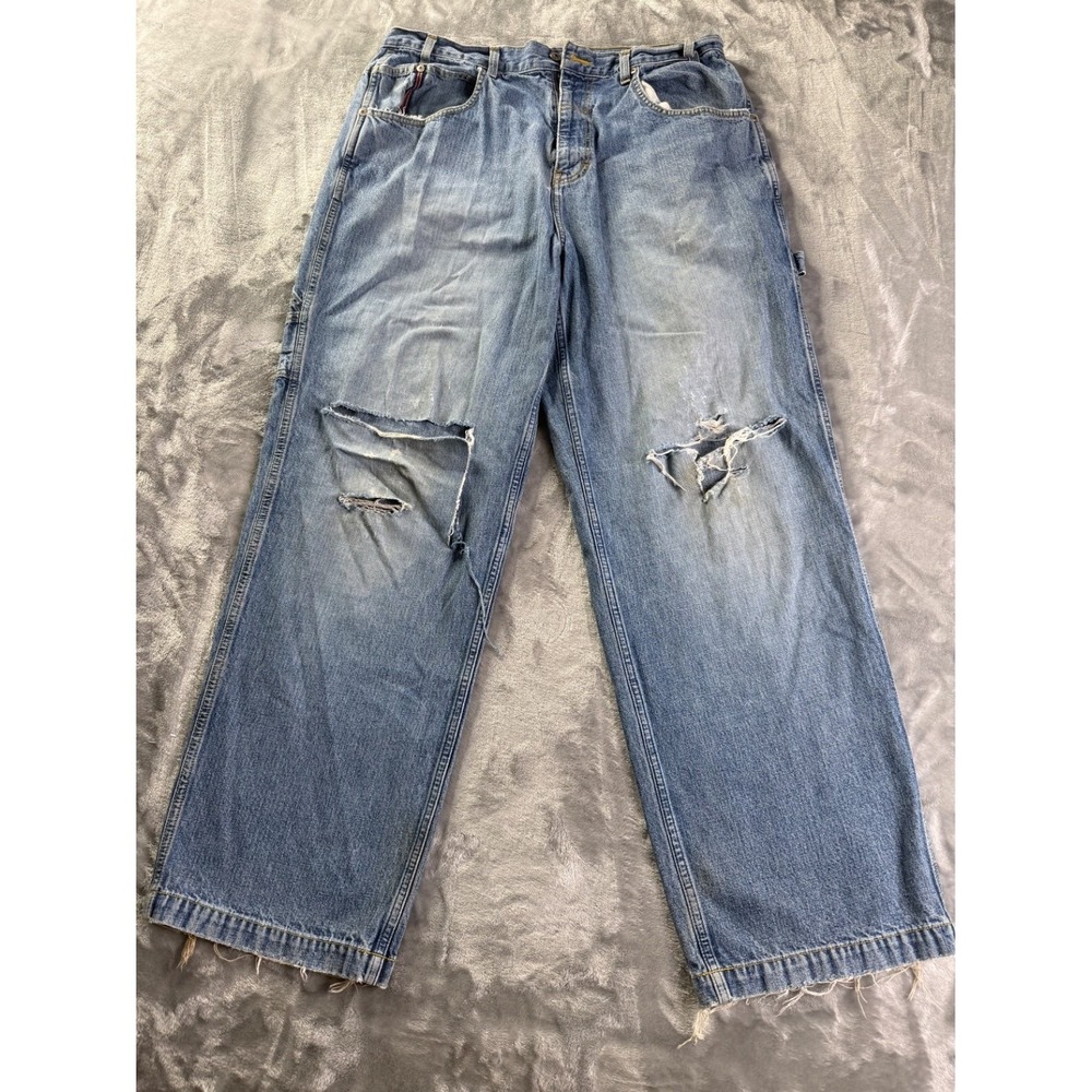 Phat Farm Farmers Est. 1992 Men's Jeans Size 36 Blue Distressed Knees